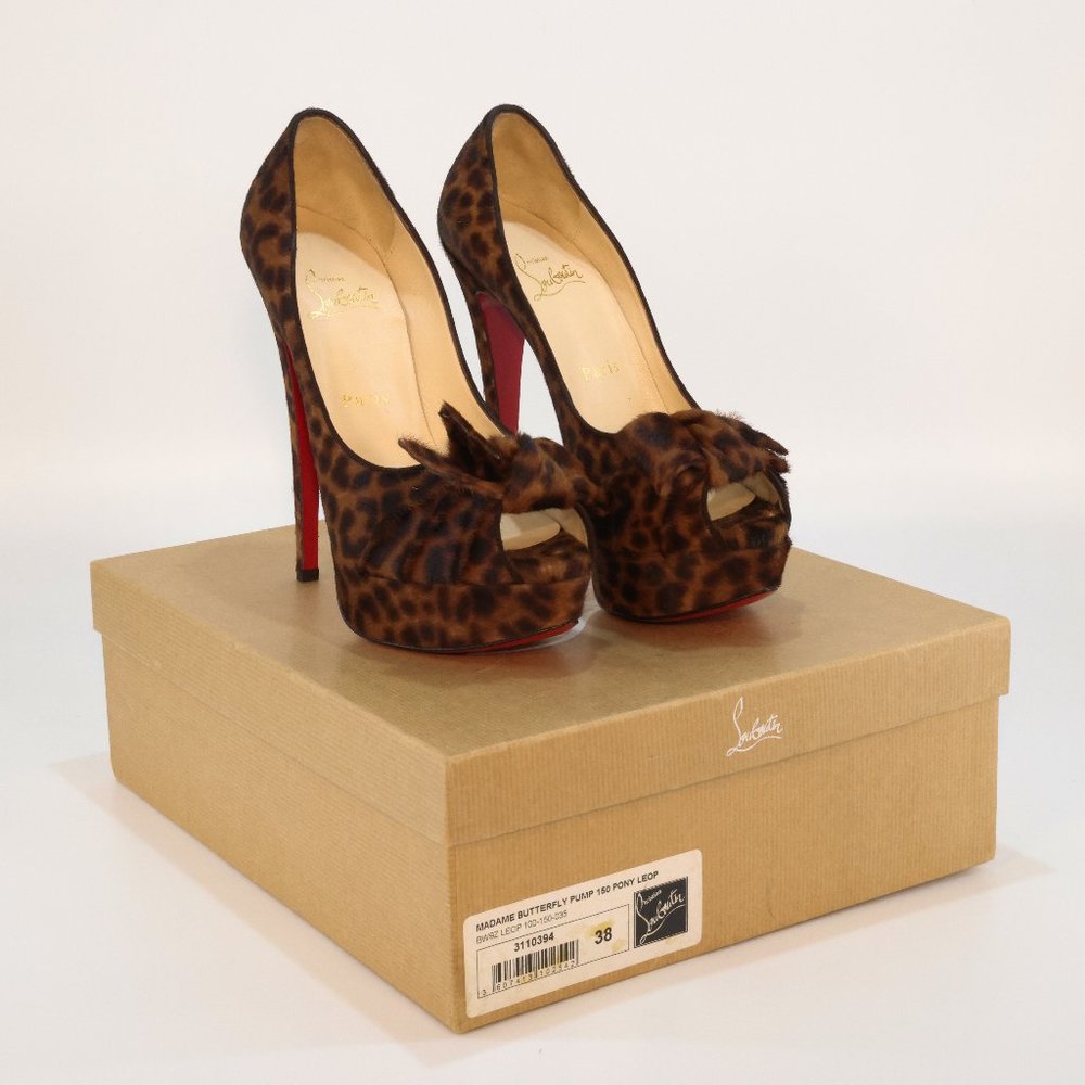 Christian Louboutin 'Lady' Peep Toe Leopard Print Platform